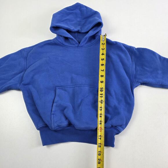 YZY Gap Hoodie Youth Small 6-7 Blue Pullover Kangaroo Pocket Drop Shoulder Kids - Picture 4 of 11
